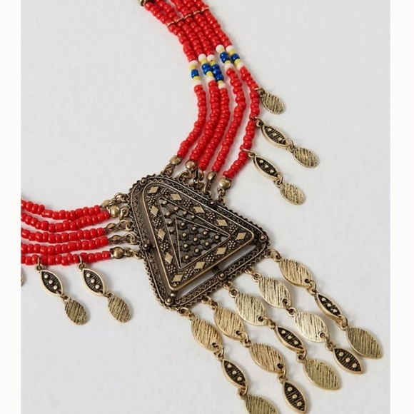 NWT Dollyland Bohemian Beaded Choker - Red - Picture 2 of 7